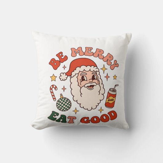 Wees vrolijk eet lekker kerst santa frisdrank suik kussen (Voorkant)