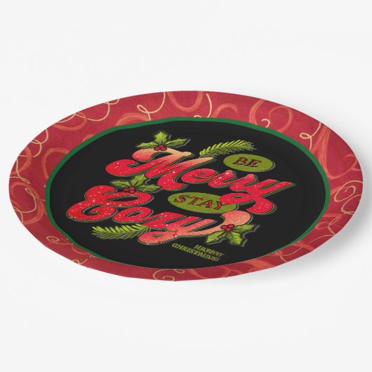 Wees vrolijk en blijf gezellig Kerstmis Papieren Bordje (Gekanteld)