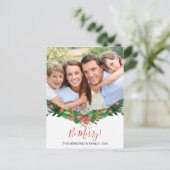 Wees vrolijk! en Garland Script Photo Card Feestdagenkaart (Staand voorkant)