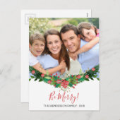 Wees vrolijk! en Garland Script Photo Card Feestdagenkaart (Voorkant / Achterkant)