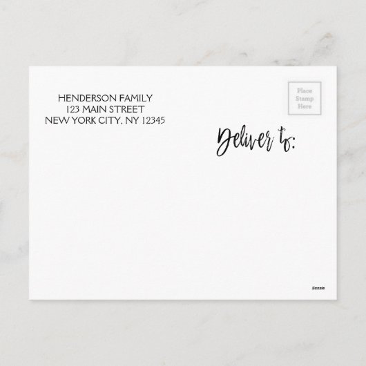 Wees vrolijk! en Garland Script Photo Card Feestdagenkaart (Achterkant)