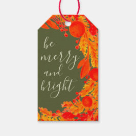 Wees vrolijk en helder · Chic Wreath Winter Holida Cadeaulabel