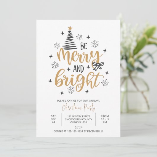 Wees vrolijk en helder, kerstfeestje kaart (Staand voorkant)