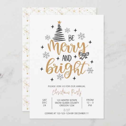 Wees vrolijk en helder, kerstfeestje kaart (Voorkant / Achterkant)