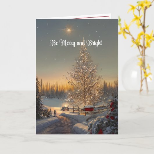 Wees vrolijk en helder Kerstkaart Digitale Kunst Kaart (Gele Bloem)