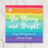 Wees vrolijk en helder Rainbow Custom Christmas Pa Bedankjes Labels (Voorkant)