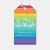 Wees vrolijk en helder Rainbow Custom Christmas Pa Cadeaulabel (Voorkant)