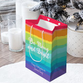 Wees vrolijk en helder Rainbow Custom Christmas Pa Medium Cadeauzakje