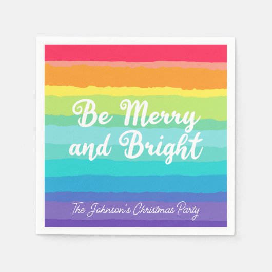 Wees vrolijk en helder Rainbow Custom Christmas Pa Servet (Voorkant)