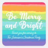 Wees vrolijk en helder Rainbow Custom Christmas Pa Vierkante Sticker (Voorkant)