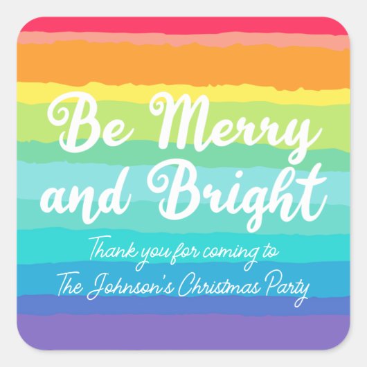 Wees vrolijk en helder Rainbow Custom Christmas Pa Vierkante Sticker (Voorkant)