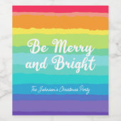 Wees vrolijk en helder Rainbow Custom Christmas Pa Wijn Etiket (Enkel label)