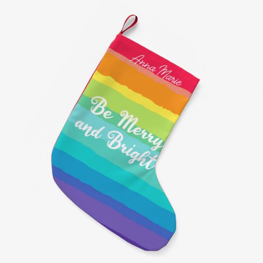 Wees vrolijk en helder Schattige aangepaste regenb Kleine Kerstsok (Voorkant (Hangend))