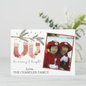 Wees vrolijk en stralend Kerst Foto Feestdagenkaart (Staand voorkant)