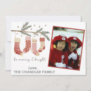 Wees vrolijk en vrolijk kerstfoto feestdagenkaart