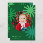 Wees vrolijk Fun Green Pompoms Holiday Kaart (Voorkant / Achterkant)