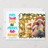 Wees vrolijk Helder Blauw Kerstverlichting Foto Mo Feestdagenkaart (Voorkant)