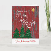 Wees vrolijk helder script rustieke hout gouden st feestdagen kaart (Voorkant)