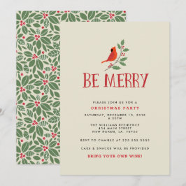 Wees vrolijk kardinaal kerstfeest kaart