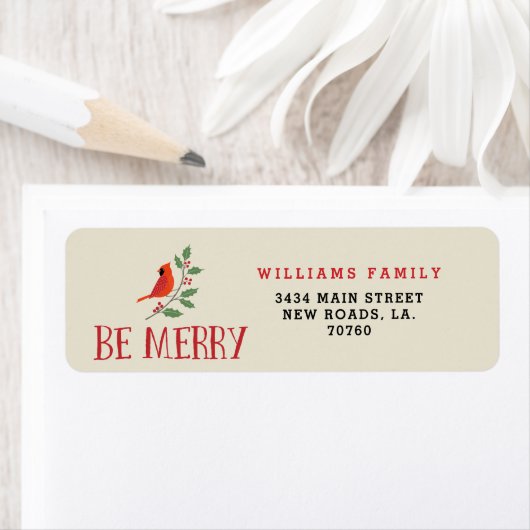 Wees vrolijk kardinaal Kerstmis Etiket (Insitu)