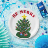 Wees vrolijk kerstboom gele ster papieren bordje (Feest)