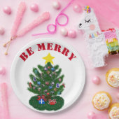 Wees vrolijk kerstboom gele ster papieren bordje (Feest)