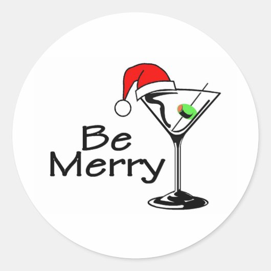 Wees vrolijk Kerstmis Martini Ronde Sticker (Voorkant)