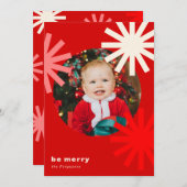 Wees vrolijk Leuk Rood Wit Roze Pompoms Vakantie K Feestdagenkaart (Voorkant / Achterkant)