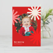 Wees vrolijk Leuk Rood Wit Roze Pompoms Vakantie K Feestdagenkaart (Staand voorkant)