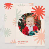 Wees vrolijk Leuk Rood Wit Roze Pompoms Vakantie K Feestdagenkaart (Voorkant / Achterkant)