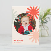 Wees vrolijk Leuk Rood Wit Roze Pompoms Vakantie K Feestdagenkaart (Staand voorkant)