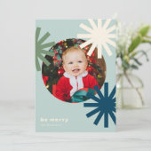 Wees vrolijk Leuk Wit Blauw Groen Pompoms Vakantie Feestdagenkaart (Staand voorkant)