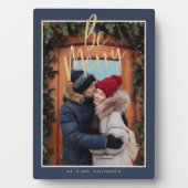 Wees vrolijk | Modern koppel Kerst foto-oudjaar Fotoplaat (voorkant)
