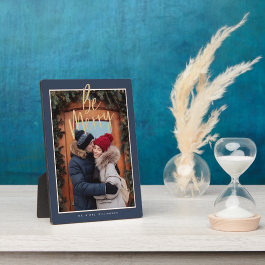 Wees vrolijk | Modern koppel Kerst foto-oudjaar Fotoplaat (Zijkant)