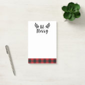Wees vrolijk Modern Script Buffalo Plaid Post-it® Notes (Kantoor)