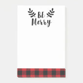 Wees vrolijk Modern Script Buffalo Plaid Post-it® Notes (Voorkant)