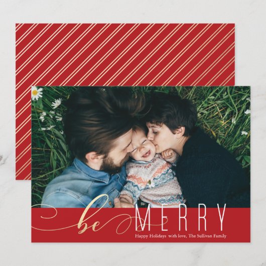 Wees vrolijk nep folie Kerst vakantiekaart Feestdagenkaart (Voorkant / Achterkant)