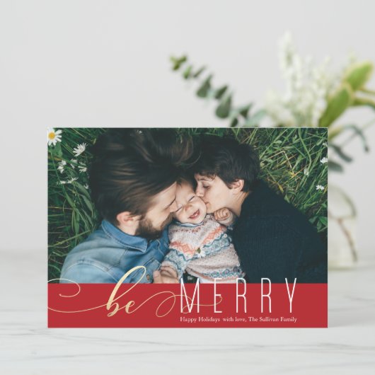 Wees vrolijk nep folie Kerst vakantiekaart Feestdagenkaart (Staand voorkant)