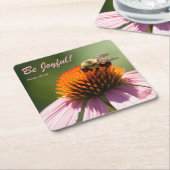 Wees Vrolijk Onderzetter, met afbeelding van bijen Kartonnen Onderzetters (Schuin)