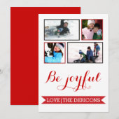 Wees vrolijk rode banner Kerstmis Groupon foto Feestdagenkaart (Voorkant / Achterkant)