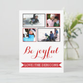 Wees vrolijk rode banner Kerstmis Groupon foto Feestdagenkaart (Staand voorkant)