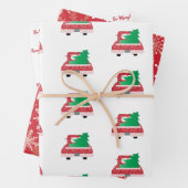 "WEES VROLIJK!"  rode vrachtwagen en sneeuwvlokken Inpakpapier Vel (In situ)