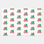 "WEES VROLIJK!" rode vrachtwagen en sneeuwvlokken Inpakpapier Vel (Voorkant)