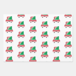 "WEES VROLIJK!"  rode vrachtwagen en sneeuwvlokken Inpakpapier Vel