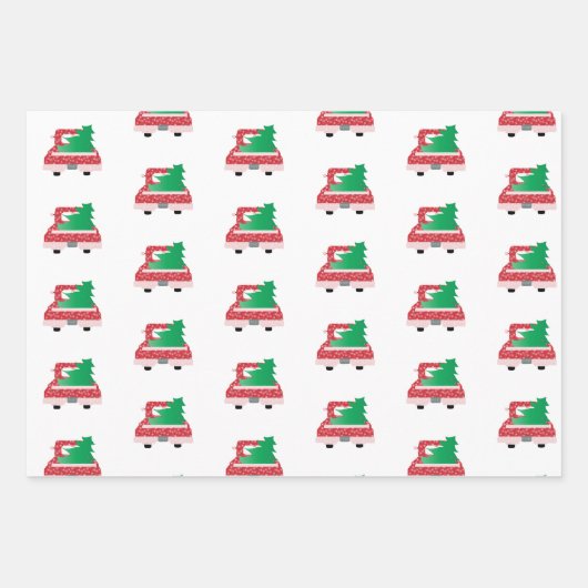 "WEES VROLIJK!"  rode vrachtwagen en sneeuwvlokken Inpakpapier Vel (Voorkant)