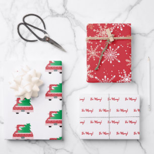 "WEES VROLIJK!" rode vrachtwagen en sneeuwvlokken Inpakpapier Vel