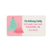 Wees vrolijk roze Scribble Tree Arched Foto Etiket (Voorkant)