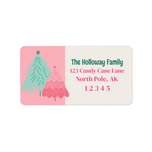 Wees vrolijk roze Scribble Tree Arched Foto Etiket (Voorkant)