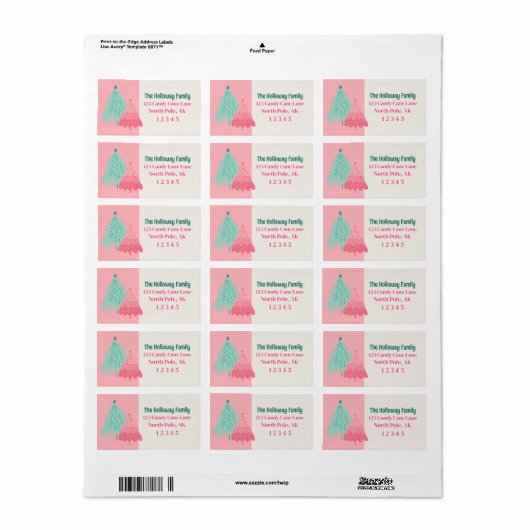 Wees vrolijk roze Scribble Tree Arched Foto Etiket (Full Sheet)