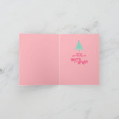 Wees vrolijk roze Scribble Tree Arched Foto Feestdagen Kaart (Binnen)